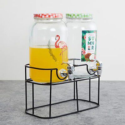 Home Centre Glass Dispenser with Stand - 3L - Set of 2