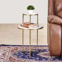 Home Centre Velvetica Gold Two-Tier Marble Top Metal Accent Table...
