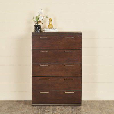 Home Centre Valencia Compressed Wood Chest of Drawer - 5 Drawers, Brown, (CONNOISEUR COD-17-N)