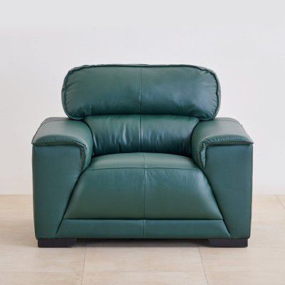 Home Centre Valencia Half Leather 1-Seater Sofa - Green