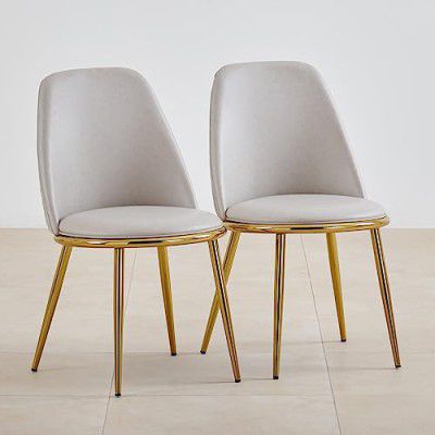 Home Centre Vegas Set of 2 Faux Leather Dining Chairs - Grey