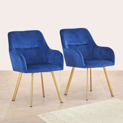 Home Centre Velvetica Set of 2 Velvet Dining Chairs - Blue