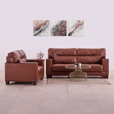 Home Centre Walter Leather 3+2 Seater Sofa Set - Brown