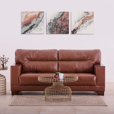 Home Centre Walter Leather 3-Seater Sofa - Brown