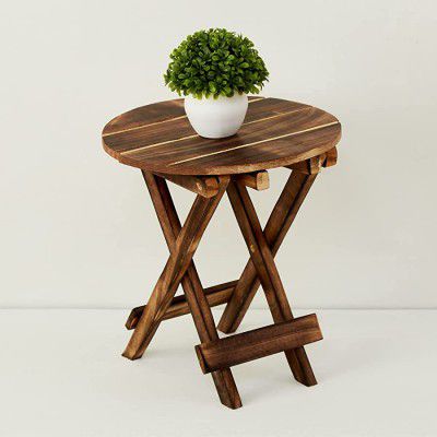 Home Centre Zuri Brown Mango Wood Foldable Side Table