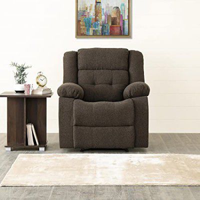 [Extra Rs 5200 OFF] Home Centre Zurich Next Fabric 1-Seater Standard Sofa Recliner - Brown