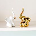 Home Decor Elephant Statue For Good Luck (2pcs),White,Gold...