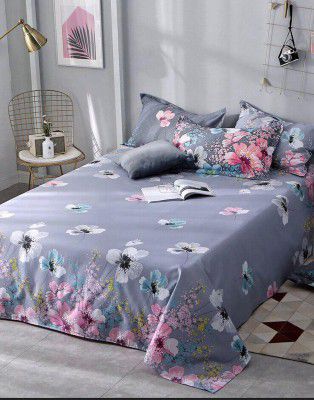 Home Elite 200 TC Glace Cotton Microfiber Designer Double Bedsheet with 2 Pillow Covers