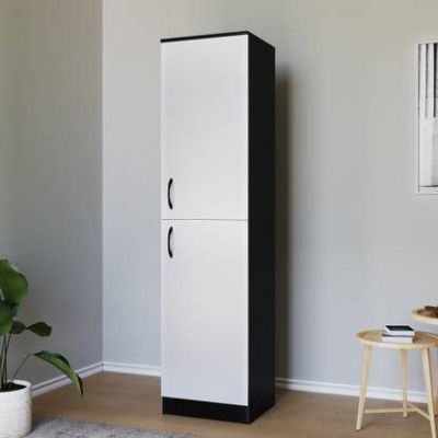 Home Full Engineered Wood 2 Door Wardrobe  (Finish Color - Wenge With Frosty White, Knock Down)