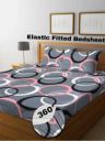 Home Garage 210 TC Cotton King Floral Fitted (Elastic) Bedsheet  (Pack of 1, Grey)...