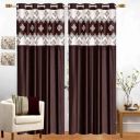 Home Max India Long Crush Damask Print Patch Polyester Curtain Brown 2 Unit...