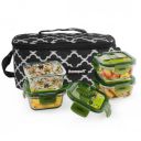 Home Puff Borosilicate Glass Lunch Box for Office, Leak-Proof Tiffin Box for Men/Women, Microwave Safe, Set of 4 x 320ml, Free Lunch Bag, 1-Year Warranty...