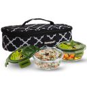 Home Puff Borosilicate Glass Lunch Box for Office,Airtight Leak-Proof Tiffin Box for Men/Women,Stain-Free Lid,Easy to Clean,Microwave/Freezer Safe,Free Lunch Bag,Set of 2-400Ml,1-Year Warranty,Black...