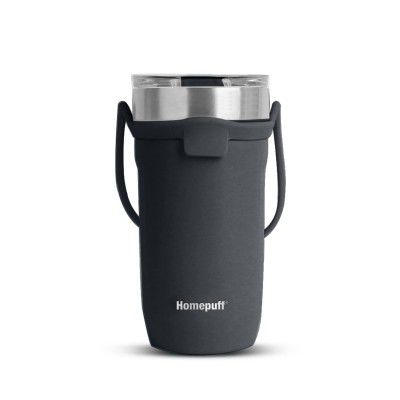 Home Puff Hot & Cold Coffee/Tea Tumbler, Double Wall Vacuum Insulated Stainless Steel Travel Mug/Sipper, Easy to Carry Handle, Spill & Leak Proof, Slide to Open, 8+Hrs Hot/20+Hrs Cold, 550ml