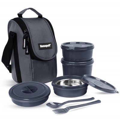 Home Puff Set of 4 Stainless Steel Insulated Lunch Boxes for Office Men & Women