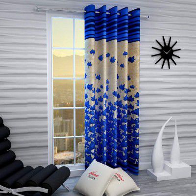 Home Sizzler 1 Piece Eyelet Polyester Door - 7ft Curtain, Blue