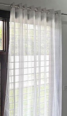 Home Sizzler 1 Piece Solid Zigzag Eyelet Polyester Window Sheer Curtain - 5 Feet, White