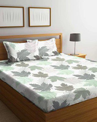 Home Sizzler 144 TC Microfibre Multicolor Maple's Leaf Double Bedsheet with 2 King Size Pillow Covers