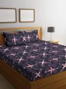 Home Sizzler 144 TC Microfibre Violet Double Bedsheet with 2 King Size Pillow Covers...