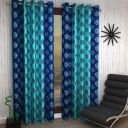 Home Sizzler 2 Piece Flower Damask Eyelet Polyester Window Curtains - 5 Feet, Blue...