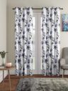 Home Sizzler 2 Pieces Abstract Flower Eyelet Polyester Door curtains - 7 Feet, Grey...