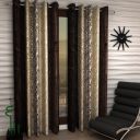 Home Sizzler Abstract 2 Piece Eyelet Polyester Door Curtain Set - 7ft, Brown...
