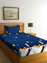 Home Sizzler Blue & Yellow Cartoon Characters 210 TC Single Bedsheet with 1 Pillow Covers...