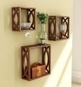Home Sparkle MDF Wooden Wall Shelves (Brown)...