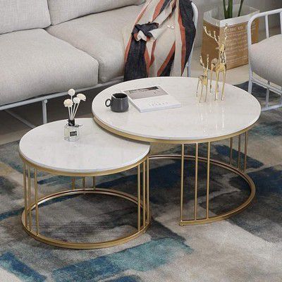 Home Sparkle Nesting Coffee Table Set of 2 | Big : 21" X 21" X 18", Small : 16" X 16" X 16"