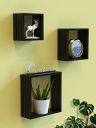 Home Sparkle New 3D Design louvers Wall Shelf Rack for Home | Set of 3 (Black)...