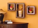 Home Sparkle Set of 3 Wall Shelves/Frames Engineered Wood (Brown)...