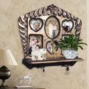 Home Sparkle Wall Shelf W/Photoframe & Hooks Engineered Wood (Golden Black) (50 x11.5 x45)...