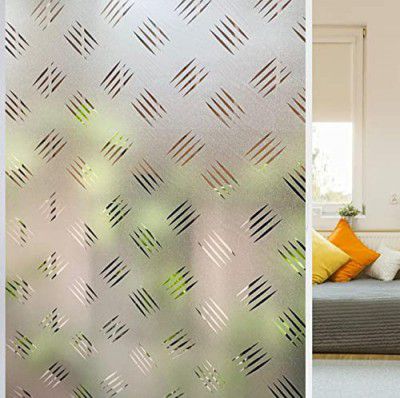 HOME13™ Scratch Frosted Window Film Decorative Static Cling Window Film,100% Privacy Window Film, Non-Adhesive Frosted Glass Window Film for Home ,Living Room (Vinyl, 24x50)