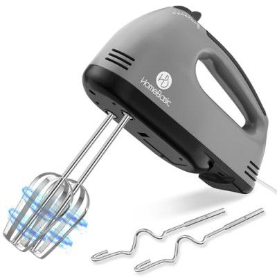 HOMEBASIC Hand Mixer for Cake Baking 260W | Electric Hand Beater with 7 Speed Control, Dough Hook & Beaters | Mixing, Whipping, Kneading, Egg Whisker Blender for Kitchen