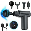 HOMEBASIC Muscle Mate Gun Massager For Full Body Pain Relief|4 Massage Heads,6 Speeds|3600mAh USB-C Rechargeable Battery (GREY)...