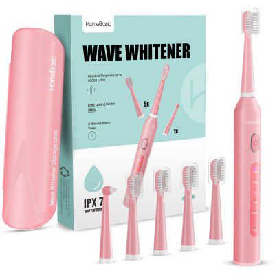 HomeBasic Wave Whitener Electric Toothbrush | Adult Oral Care (Pink)