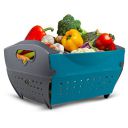 HomeBasics by Home Puff Collapsible Basket, BPA Free Washing Bowl for Fruits, Vegetable, Blue, 1...