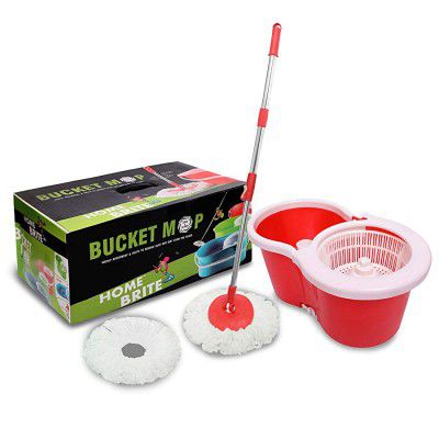 Homebrite 2-in-1 Bucket Spin Mop Red, 2 Refills