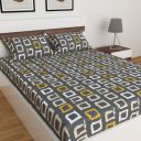 Home Centre Corsica Elegant - Grey Printed Queen Bedsheet Set - 3Pcs, Standard...