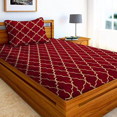 Homefab India 144 TC Microfiber Single Bedsheet with 1 Pillow Cover -Rust(Sn325)