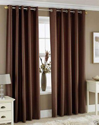 Homefab India Royal Silky Grommet Window Curtain - 5 feet, Coffee - 2 Piece