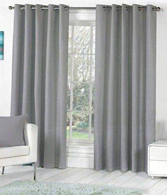 Homefab India Royal Silky Grommet Window Curtain - 6 feet, Grey - 1 Piece