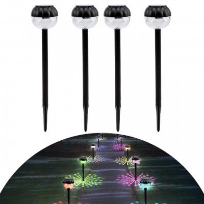 Homehop Solar Lights for Home Garden LED Outdoor Decoration Lamps Waterproof Path Lights (ABS,RGB/White,Pack of 4)