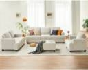 Homeify Carlos 7 Seater Fabric with Ottoman for Living Room Fabric 3 + 2 + 1 + 1 Sofa Set  (Beige, DIY(Do-It-Yourself))...