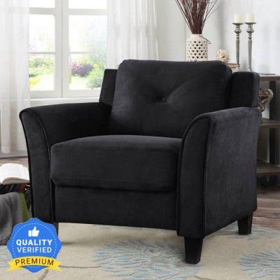 Homeify Edward 1 Seater Modern Fabric Sofa Set for Living Room Fabric 1 Seater Sofa  (Finish Color - Black, DIY(Do-It-Yourself))