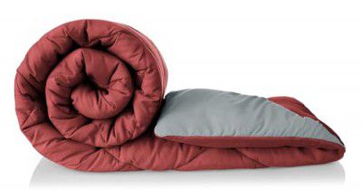 HOMEKART 220 GSM Solid Plain Reversible Summer Microfiber AC Comforter/Duvet| All Season Single Size 3 Layered Quilted Blanket for Single Bed (220 cm x 152 cm, Maroon and Grey)