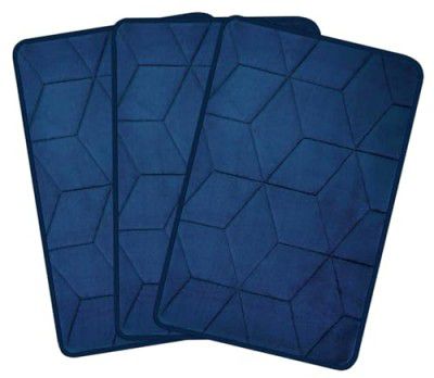 HOMEKART All Purpose Non Slip Anti-Skid Bath Mat (16" x 24", Blue) Pack of 3