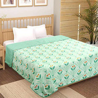 HOMEKART Cotton Super Soft Brushed Microfiber Cotton 2 Layer Breathable 84X96(Inches) 220 X 152(CM) Flannel Dohar Light Green