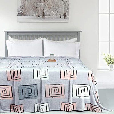 HOMEKART® Jacquard Burnout Plush Flannel Throw (Baby) Size Blanket | 300 GSM Lightweight Cozy Soft for Bed, Sofa, Couch, Travel & Camping| 115 x 150 cm or 45 x 60 inches | Colour - Silver and Pink