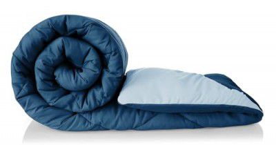 HOMEKART Microfibre All Season/AC/Summer Solid Reversible Double Bed Comforter Blanket | Quilt | Dohar | Rajaai | Duvets - (220 GSM,Teal Blue and Silver)